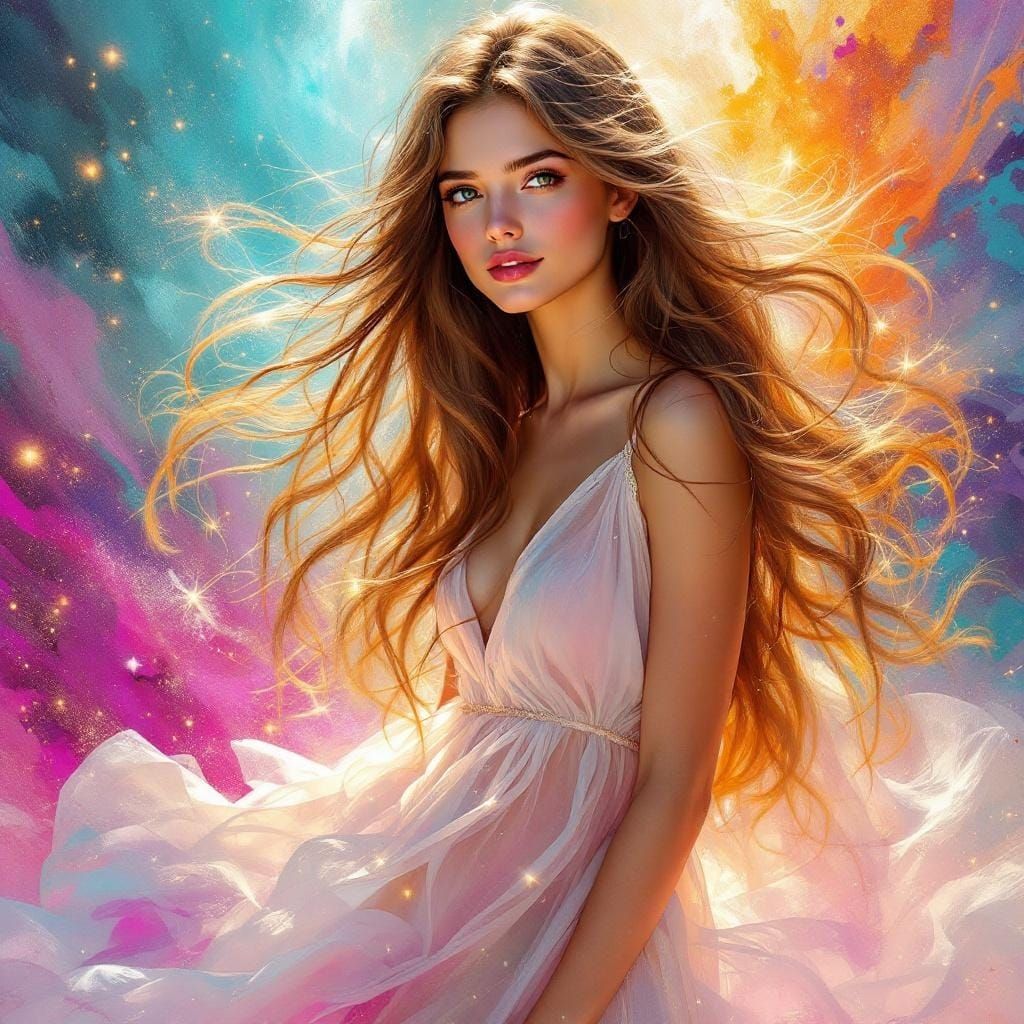 Colorful Portrait of a Woman in Hyper-Realistic Style