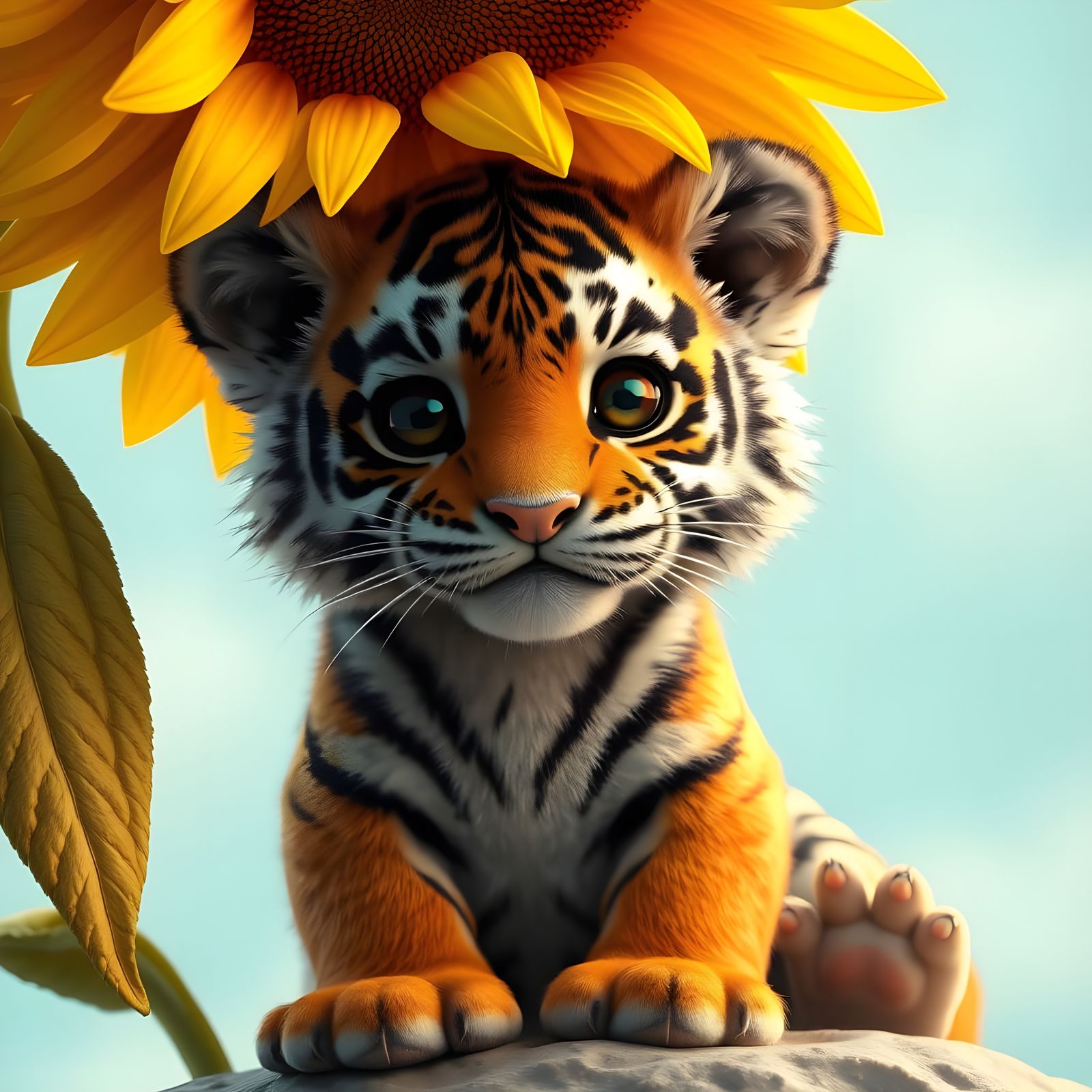 «Tiger Cub and Sunflower»  🌻