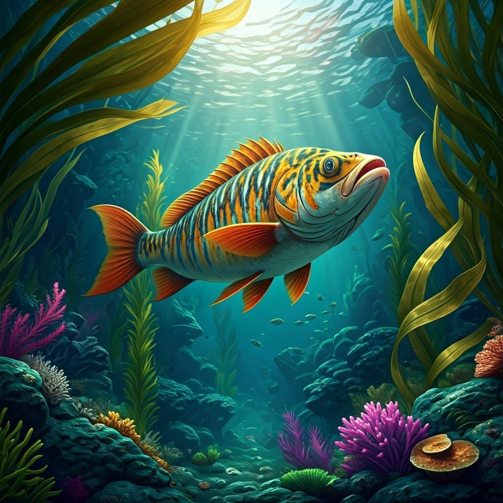 Vibrant Tiger Fish in Majestic Underwater World