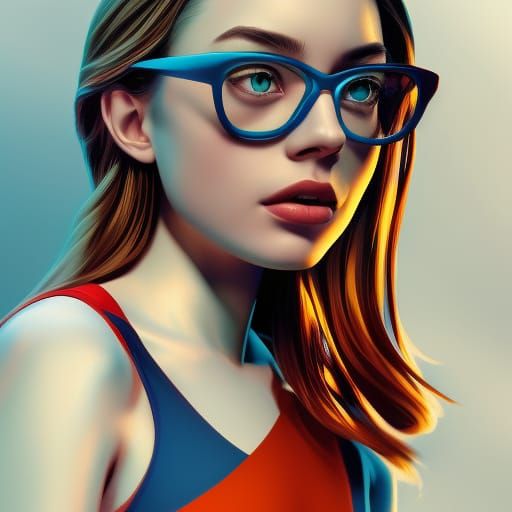 Cute Nerd Girl in Pop Art Style