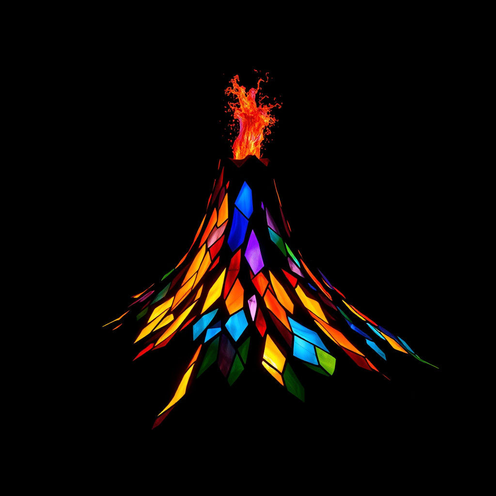 Stained Glass Volcano Eruption in Hyperreal 3D