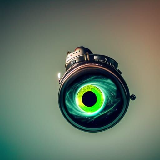 Flying Pocketwatch with Eye over Glacial Wonderland