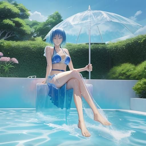 Anime Girl in Wet Bikini: Manga Key Visual Style
