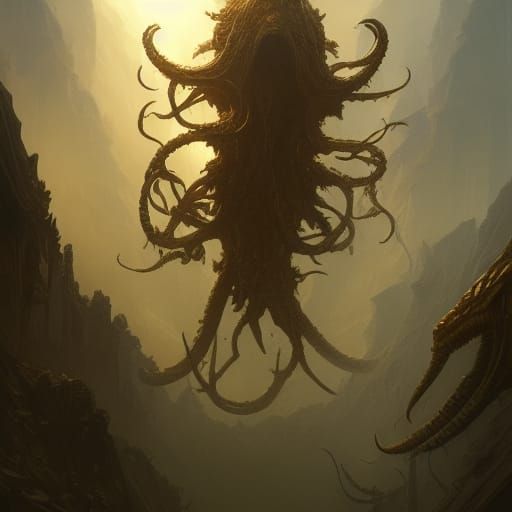 Detailed Hydra in Dark Fantasy Style