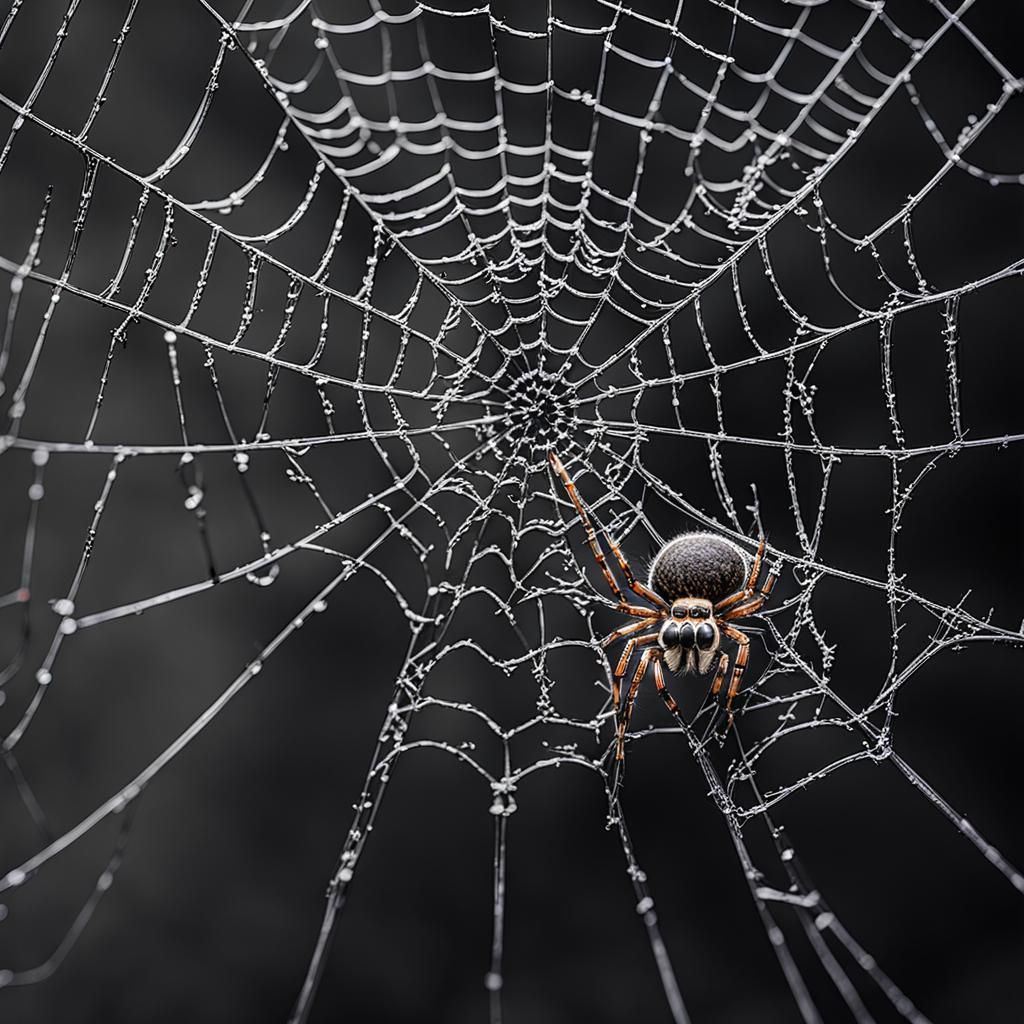 Detailed Black Spider in Intricate Web