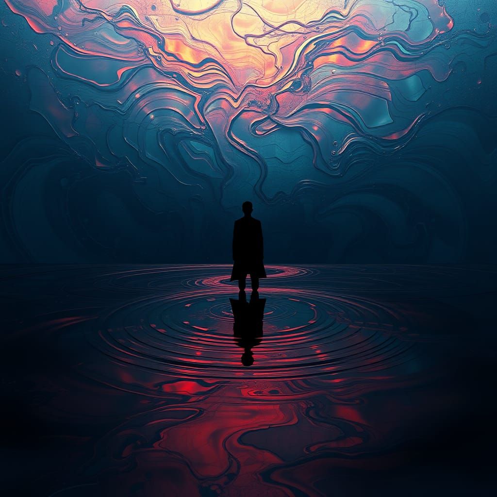 Silhouette in Iridescent Mirror, Matte Painting