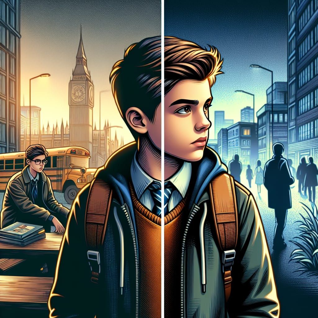 Cinematic Cartoon Portrait of a Smart Teenage Boy