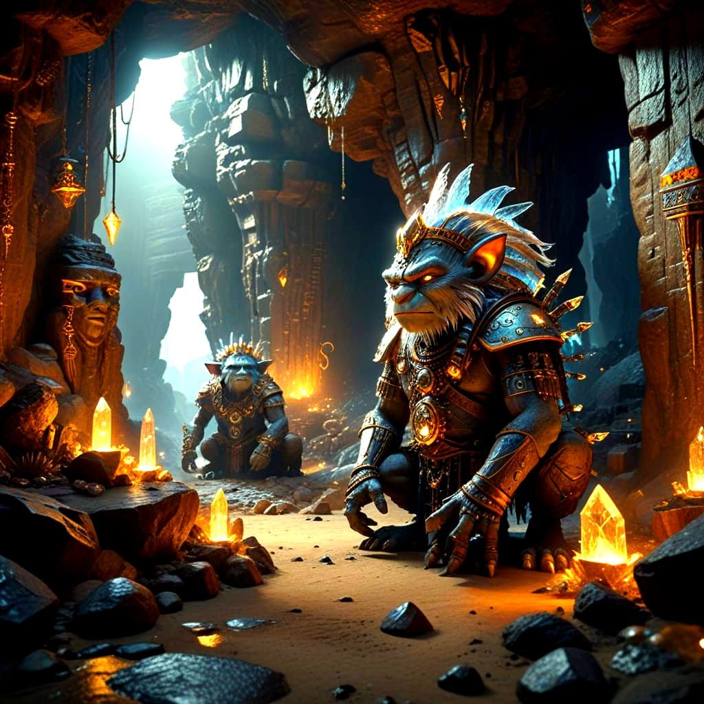 Steampunk Trolls Guard Cave of Glowing Crystals