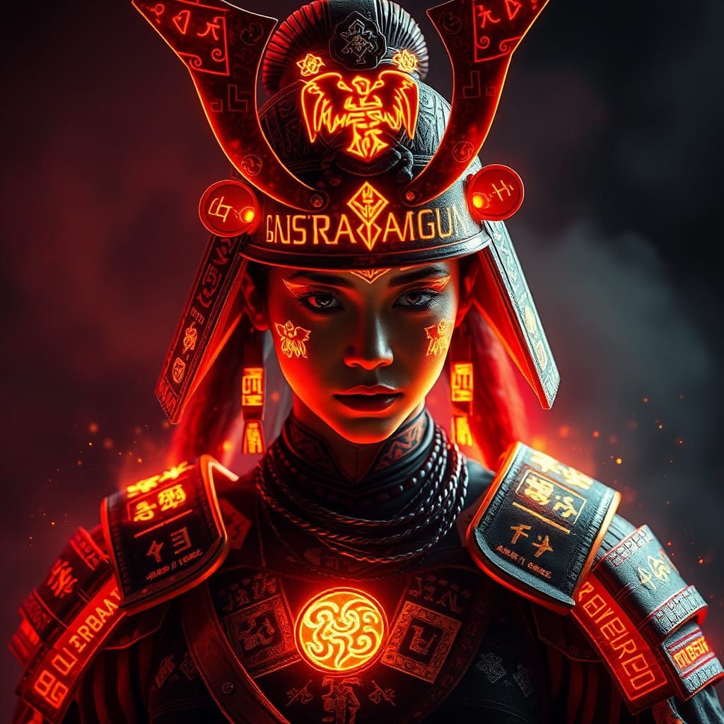Prismatic Light Samurai Woman in Digital Art