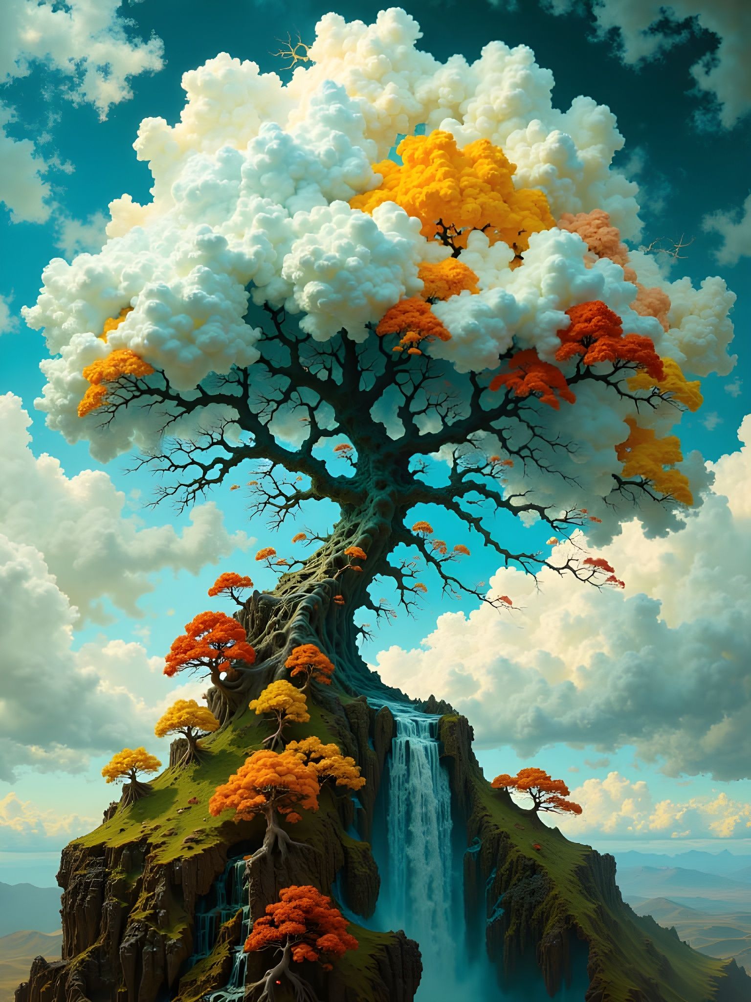 Stormy Cloud Tree: A Nanopunk Photorealistic Masterpiece
