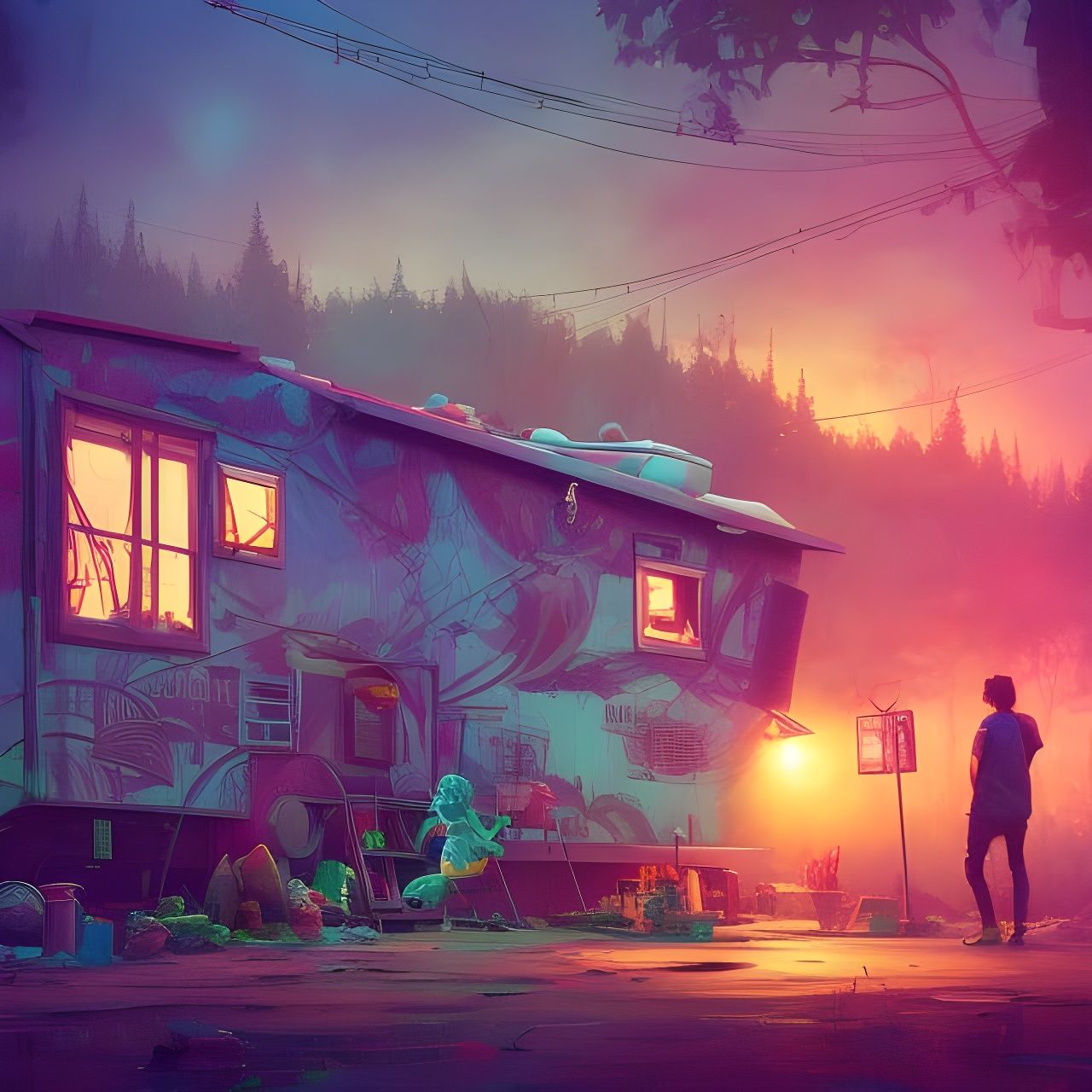 Detailed Trailer Park Photoillustration in 8K Resolution