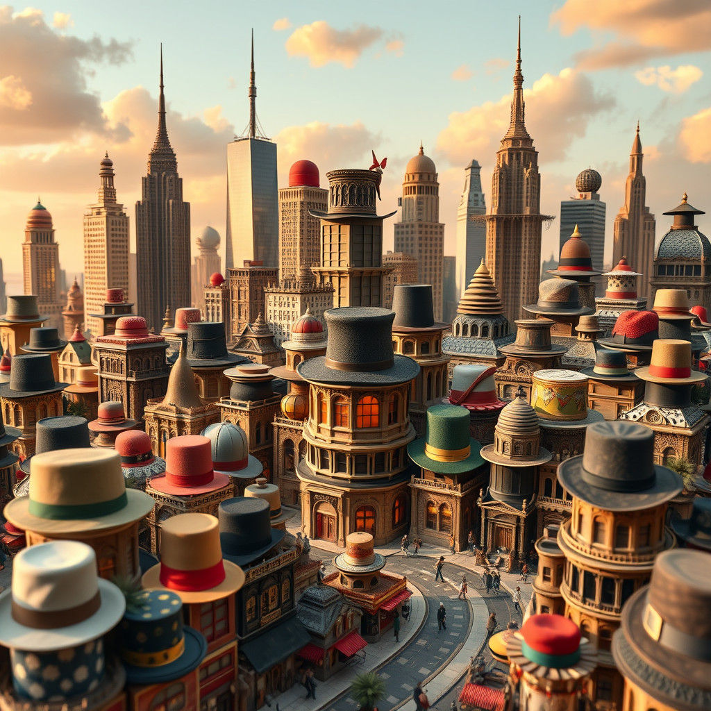 Hat Metropolis Inhabited by Mice: Whimsical Architecture