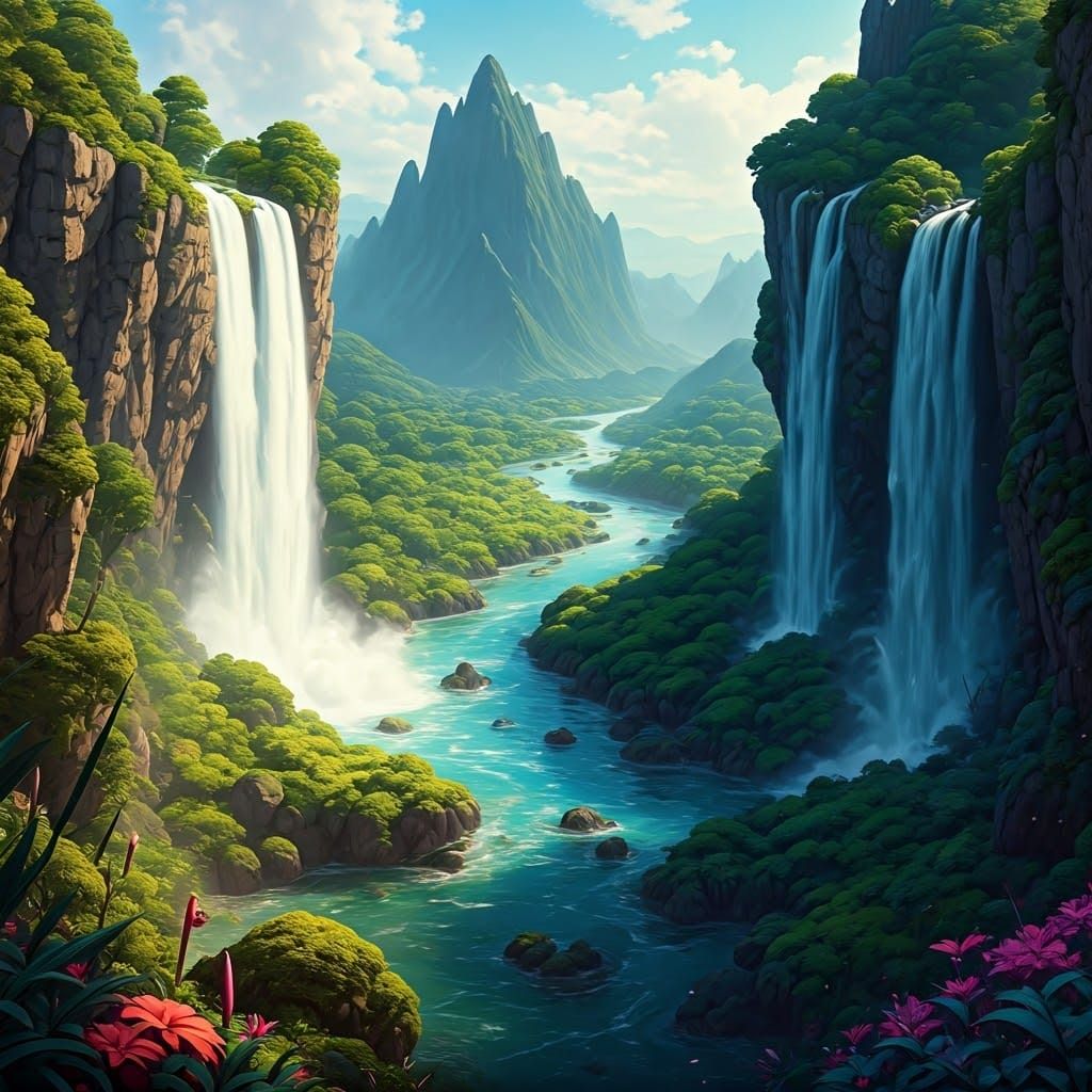 White and Black Rivers in a Mystical Realm