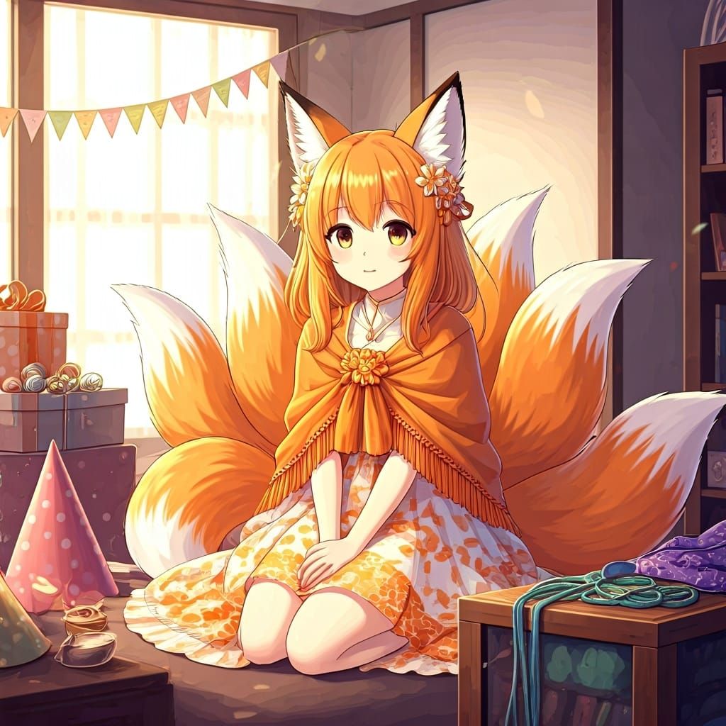 Anime Fox Girl Celebrates 100 Followers