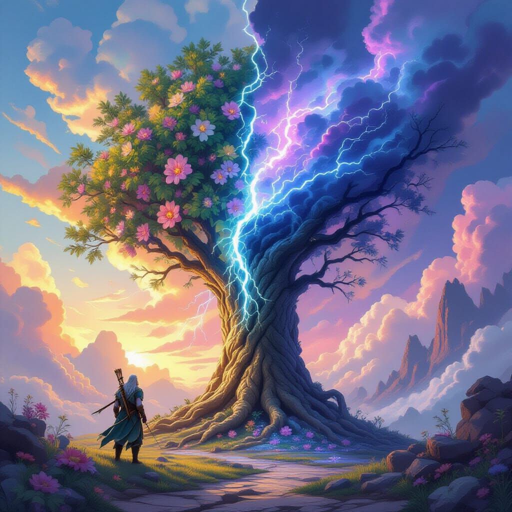 Tree Split by Lightning: Whimsical vs Ominous Landscapes