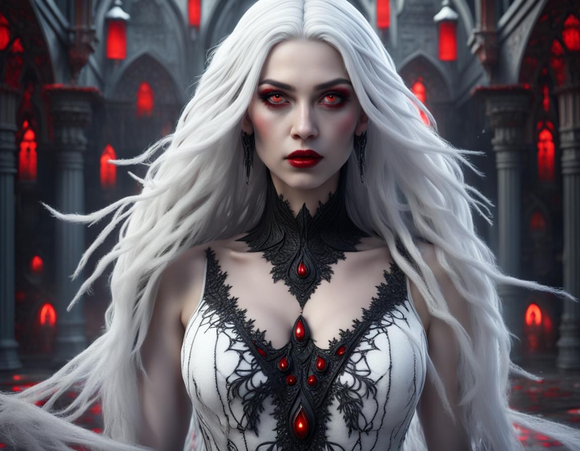 Gothic Snow Witch in a Frozen Landscape