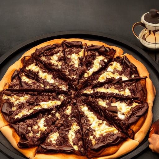 Decadent Chocolate Strudel Pizza in Warm, Golden Light