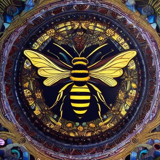 Hyperdetailed Bee Photo in Art Nouveau Style