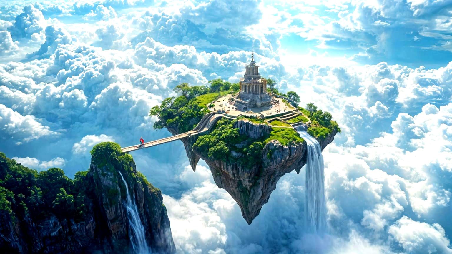 Paradise of Floating Islands Above Cloud Sea