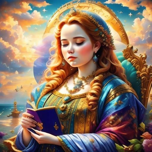 Black Cat in Seaside Kingdom Fantasy Portrait