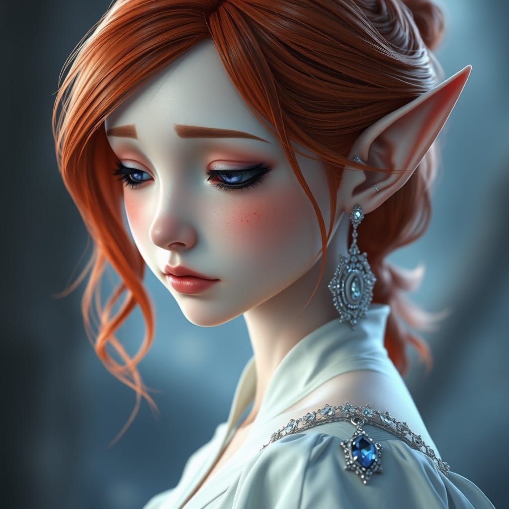 Ethereal Anime Elf in 3D Hyper-Realistic Style