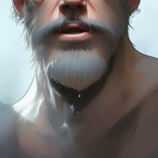 Detailed Portrait of Furry Man, Hyperrealistic Art