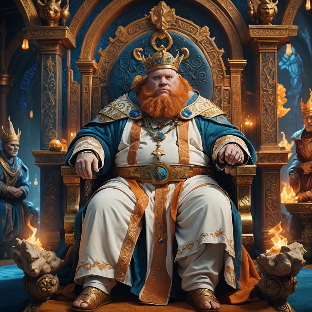 Fantasy Art: Overweight Man on Mystical Throne