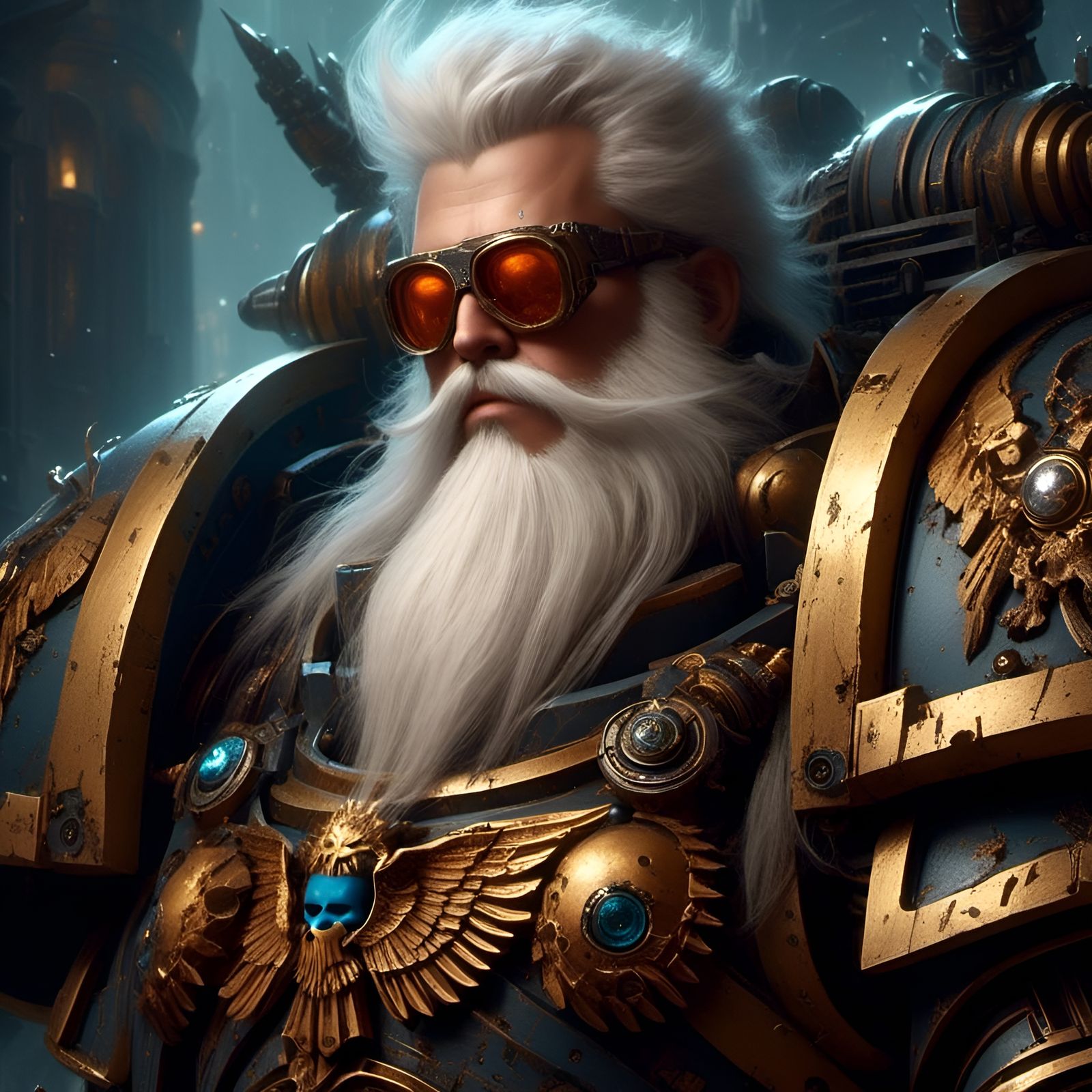 Warhammer 40k Bearded Man in Digital Fantasy Art