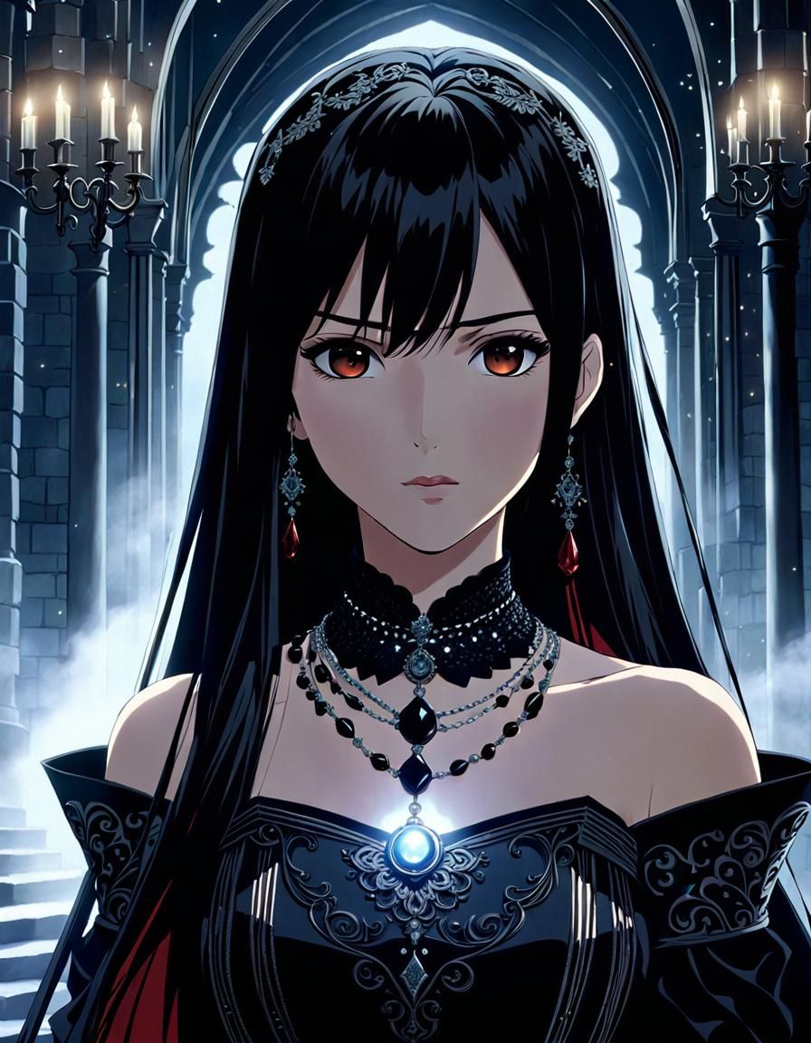 Anime Noblewoman Portrait in Castle Interior