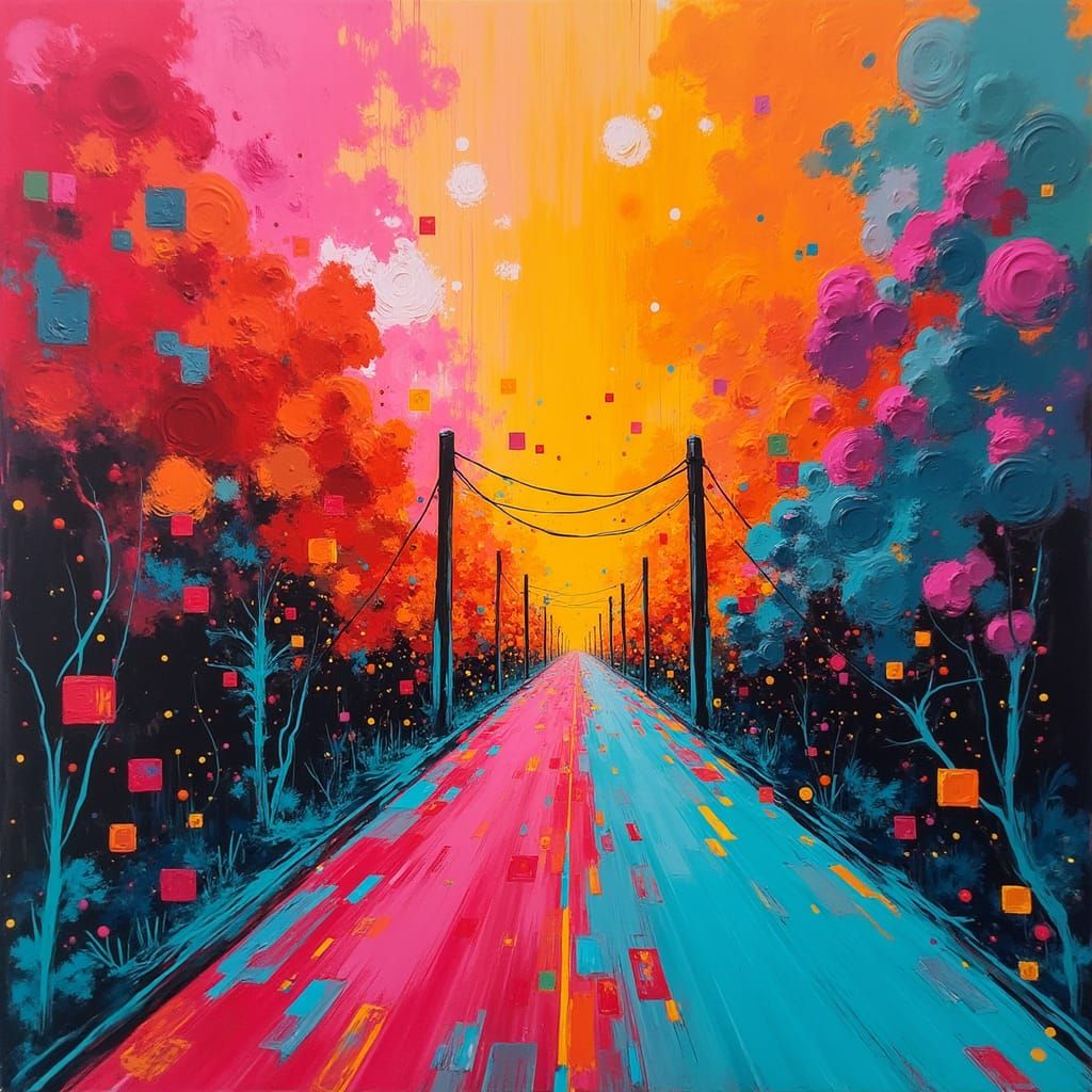 Vibrant, Joyful Abstract Art in Neon Hues