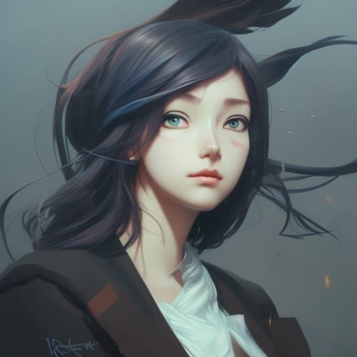 Anime Girl Portrait in Hyperdetailed Digital Art