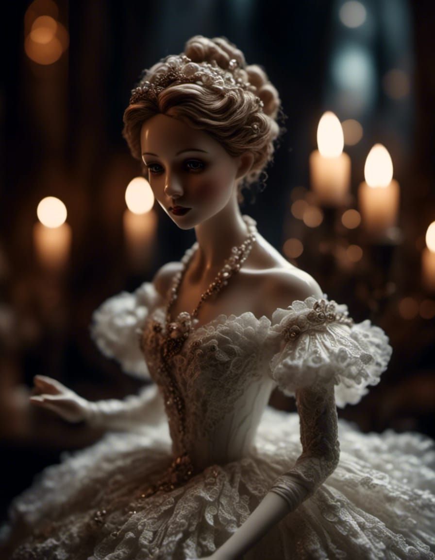 Porcelain Ballet Doll in Victorian Setting