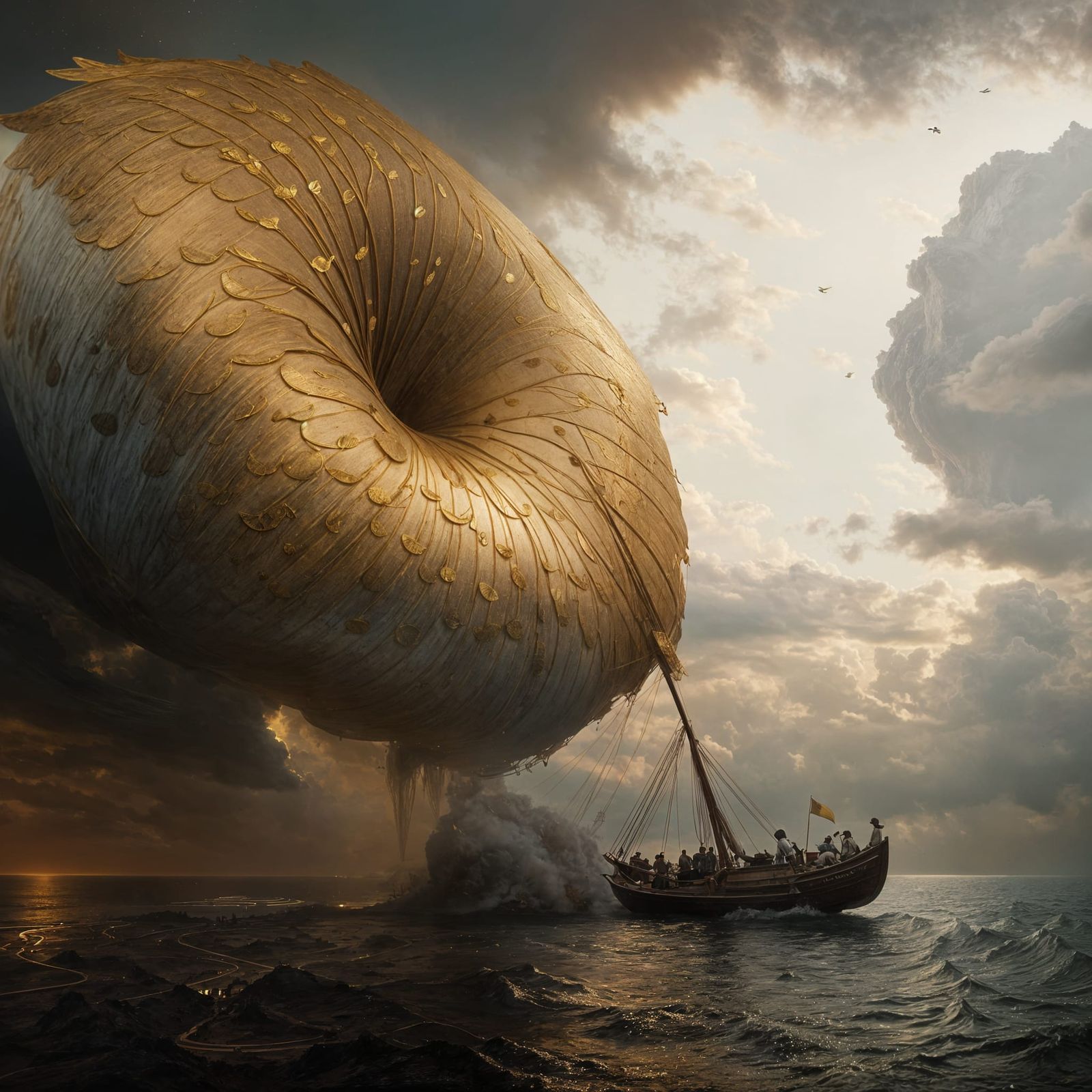 Men and Boat Emerge from Portal: Magical Realism