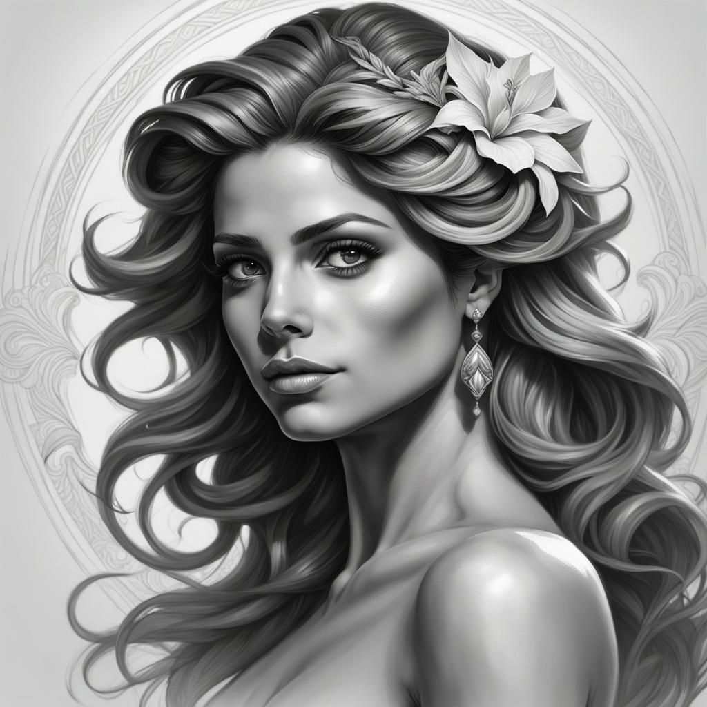 Aphrodite Tattoo Design in Black and White Realism