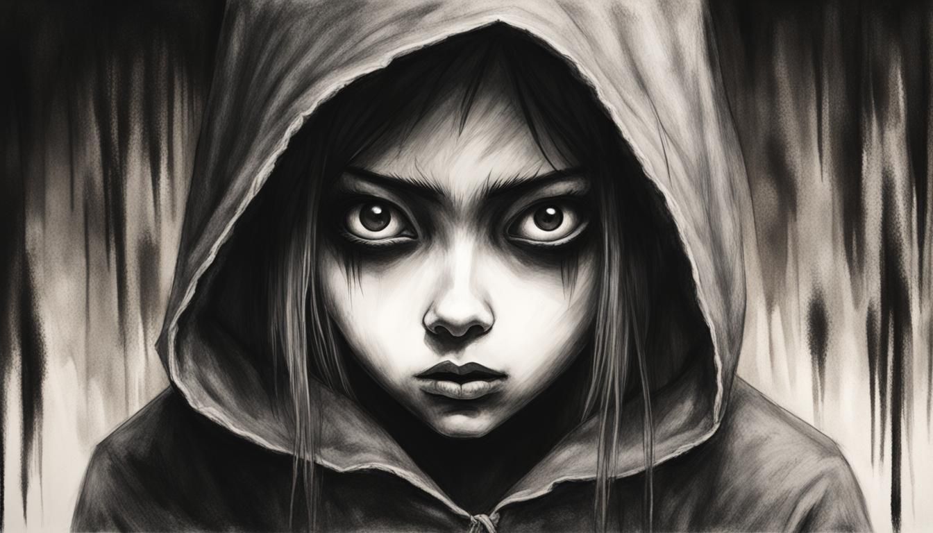 Creepy Charcoal Portrait of a Scary Girl