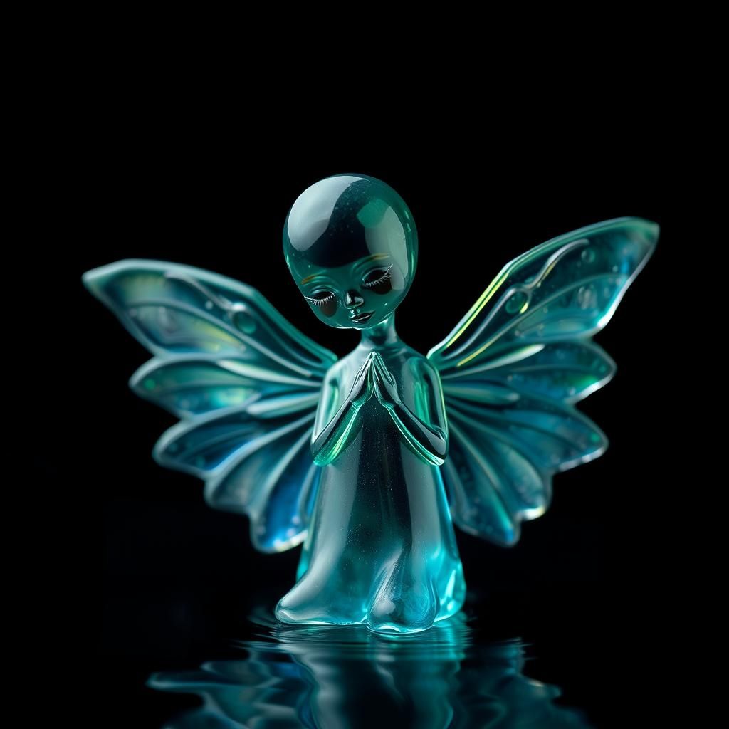 Enameled Glass Figurine in Surrealist Style