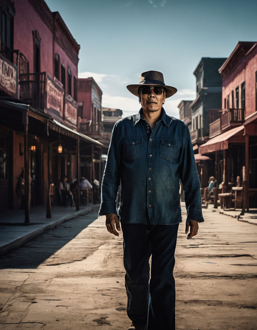 Cinematic Western Cowboy Walking Down a Deserted Street