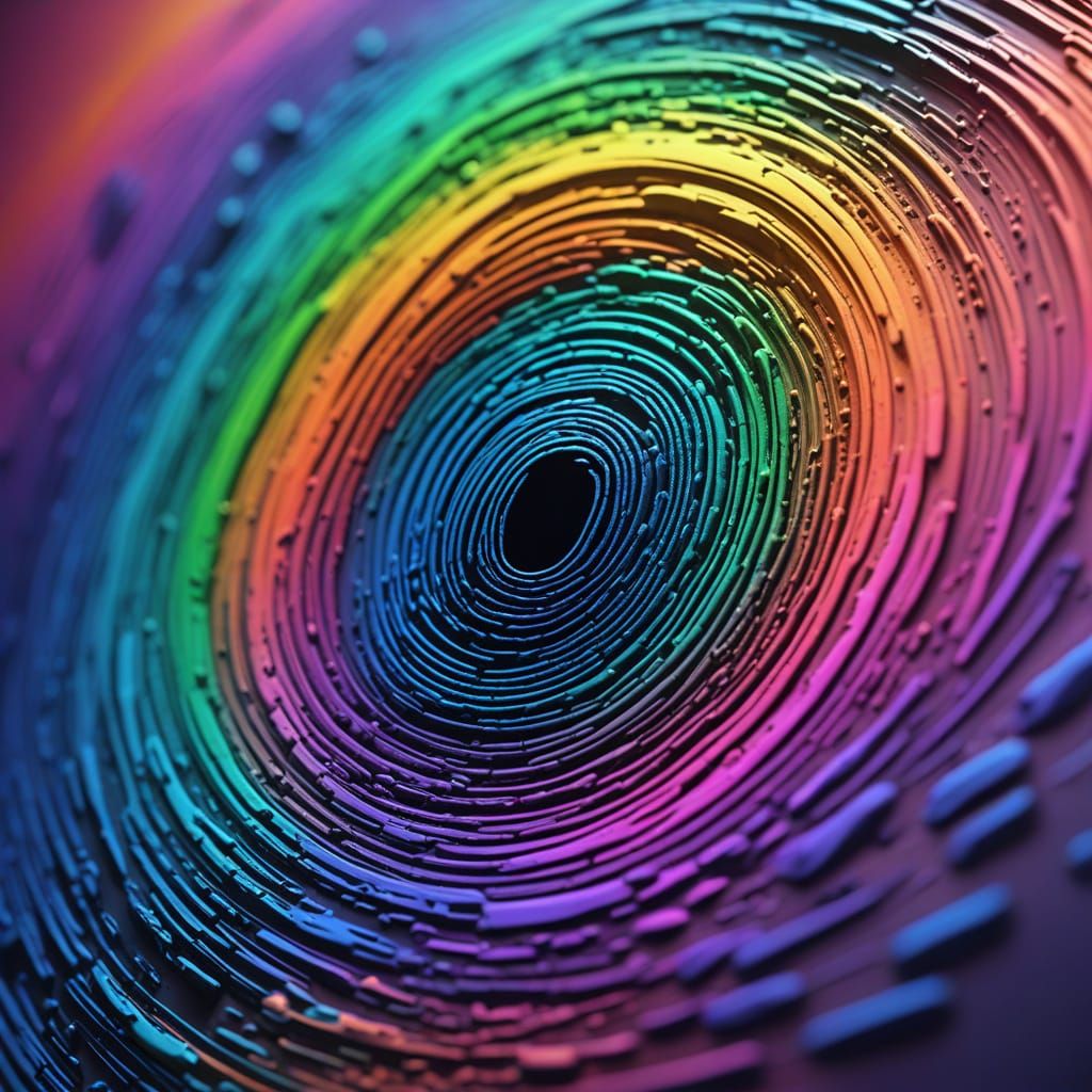 Vibrant Abstract Expressionist Fingerprint in Rainbow Hues