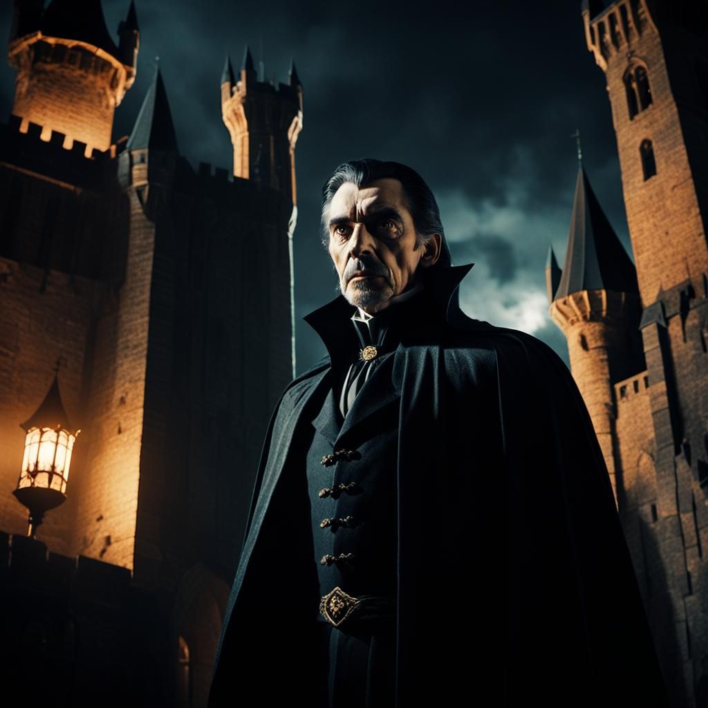 Cinematic Count Dracula in Gothic Castle