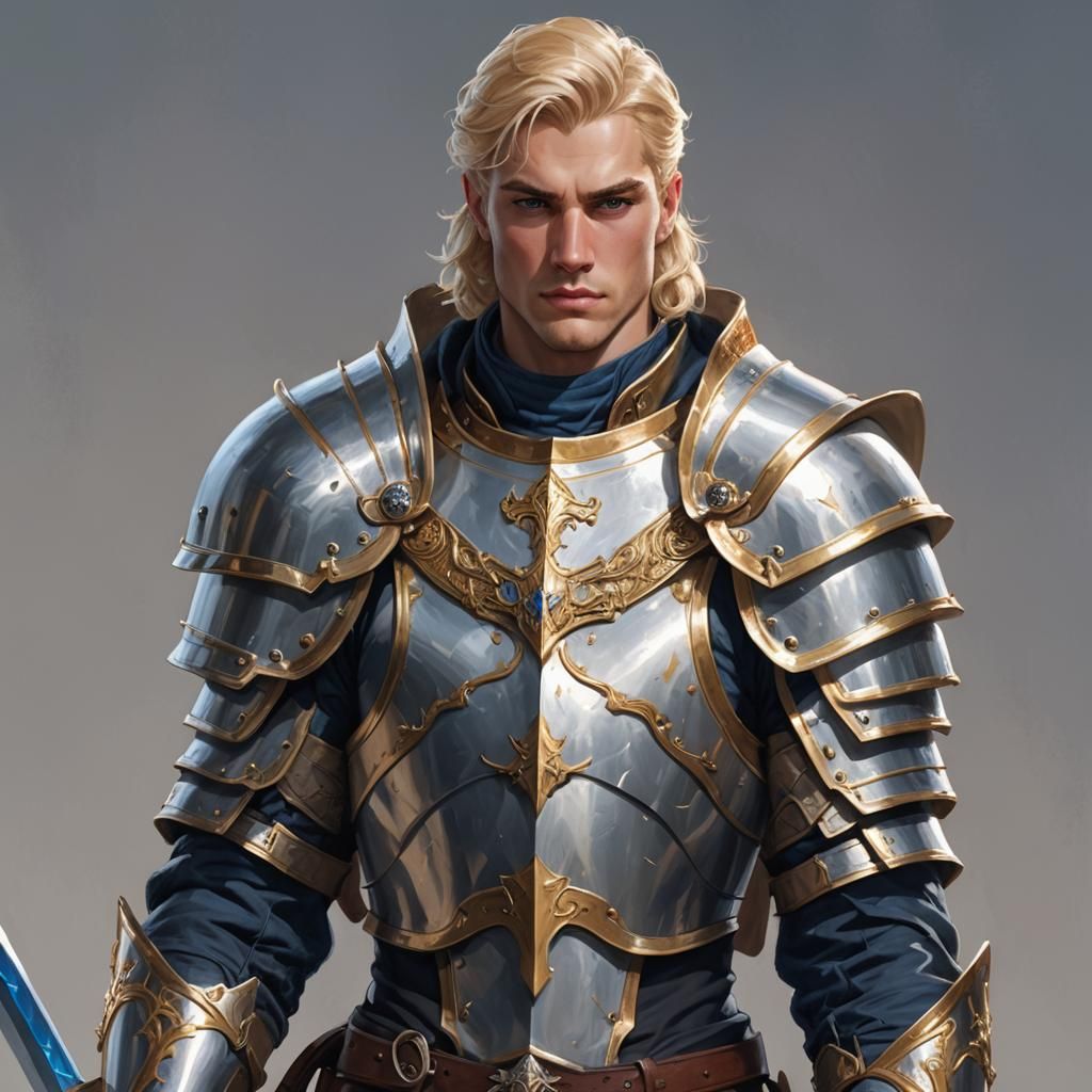 Young Paladin in Silver Armor: Detailed Digital Portrait