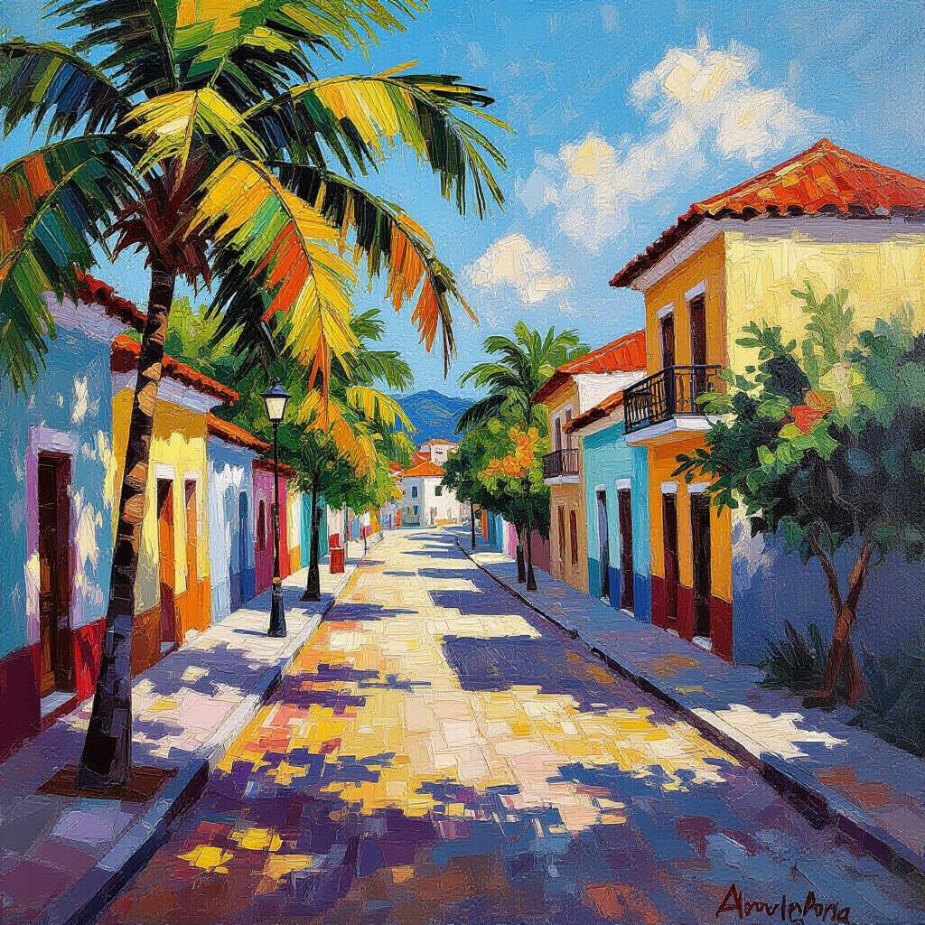 Vibrant Neo-Impressionist Oil Painting of Havana
