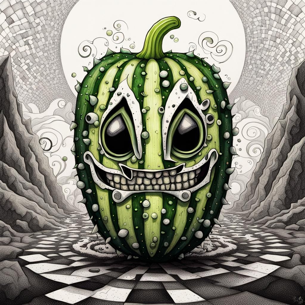 Jester Cucumber Optical Delusion in Surreal Style