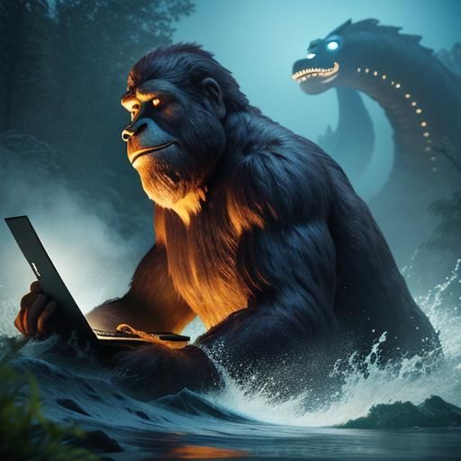 Bigfoot Video Chats Nessie: Pixar-Style 3D Art