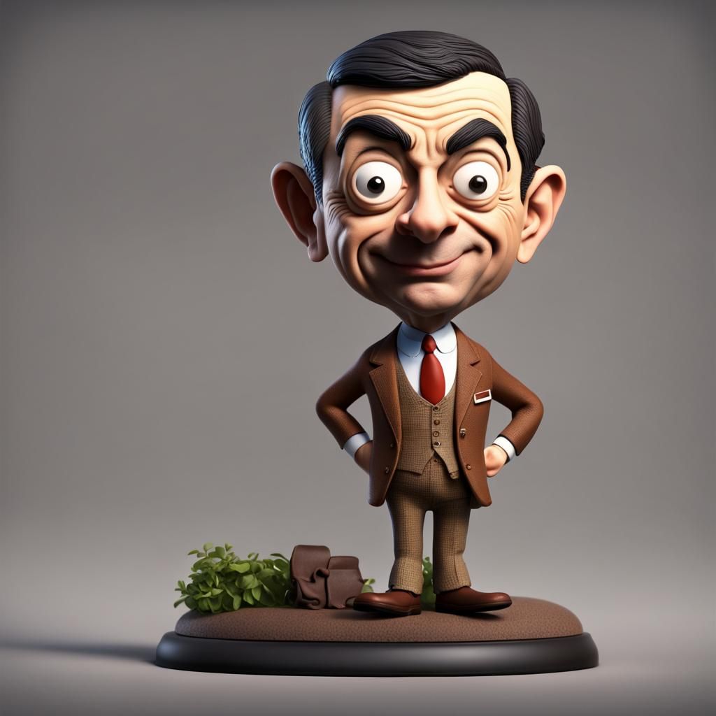 Mr. Bean Bobblehead Figure in Detailed Matte Painting