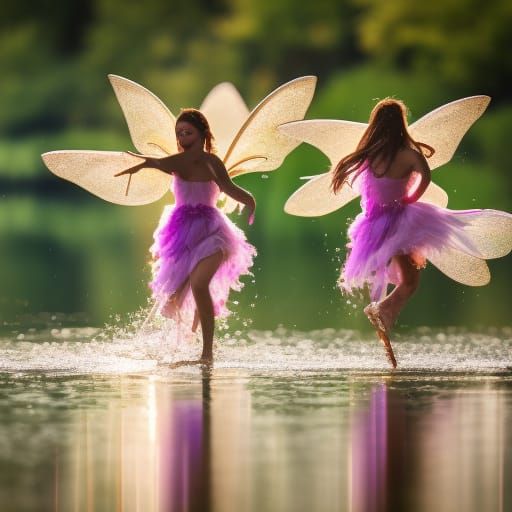 Dancing Water Faeries on a lake