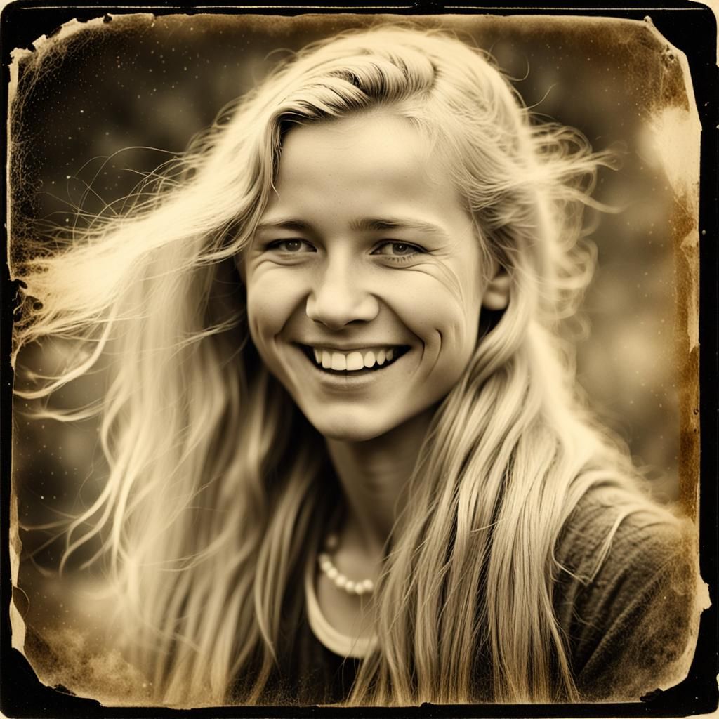 Radiant Blonde Woman in Wetplate Photography Style