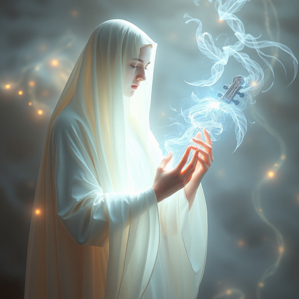 Ethereal Figure Seeks Harmony in Mystical Realm