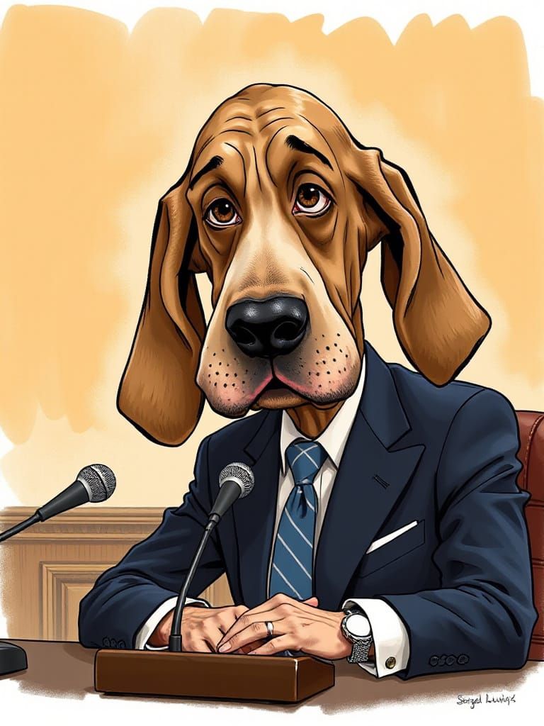 Satirical Basset Hound Caricature of Sergei Lavrov