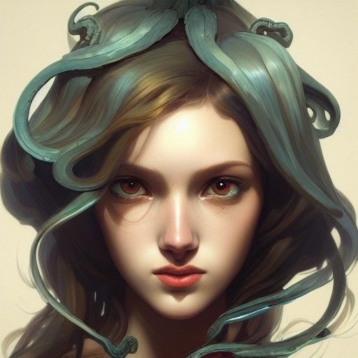 Detailed Octopus Girl Portrait in Digital Art Style