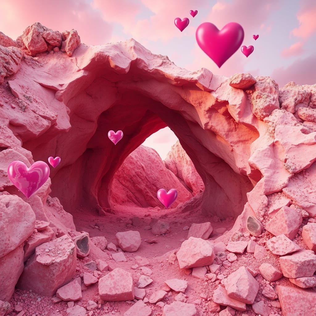 Rose Quartz Cave with Heart-Shaped Infinity Mirrors